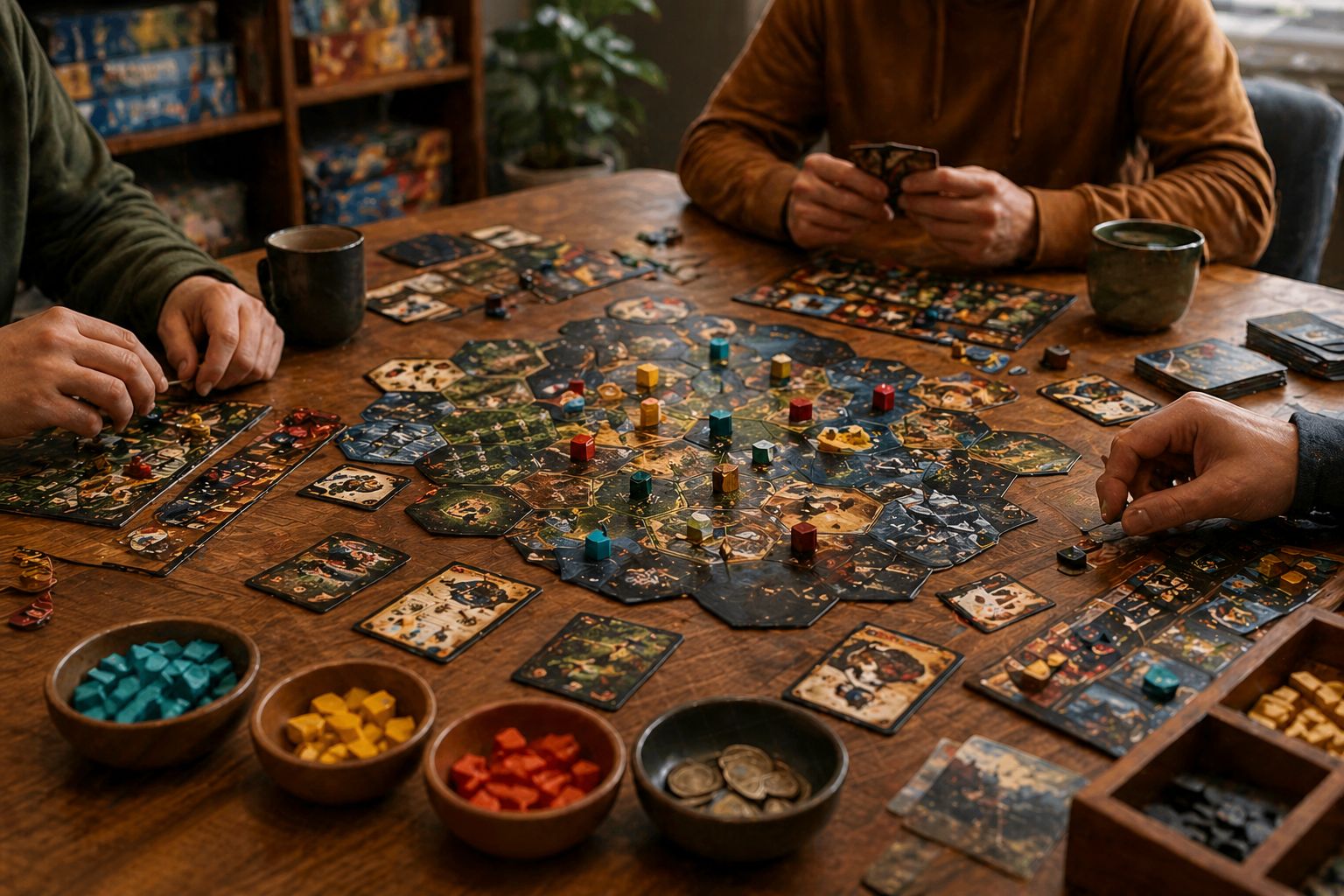 People playing tabletop board games together